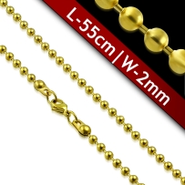 Guličková retiazka z chirurgickej ocele, zlatá farba - 2/550 mm